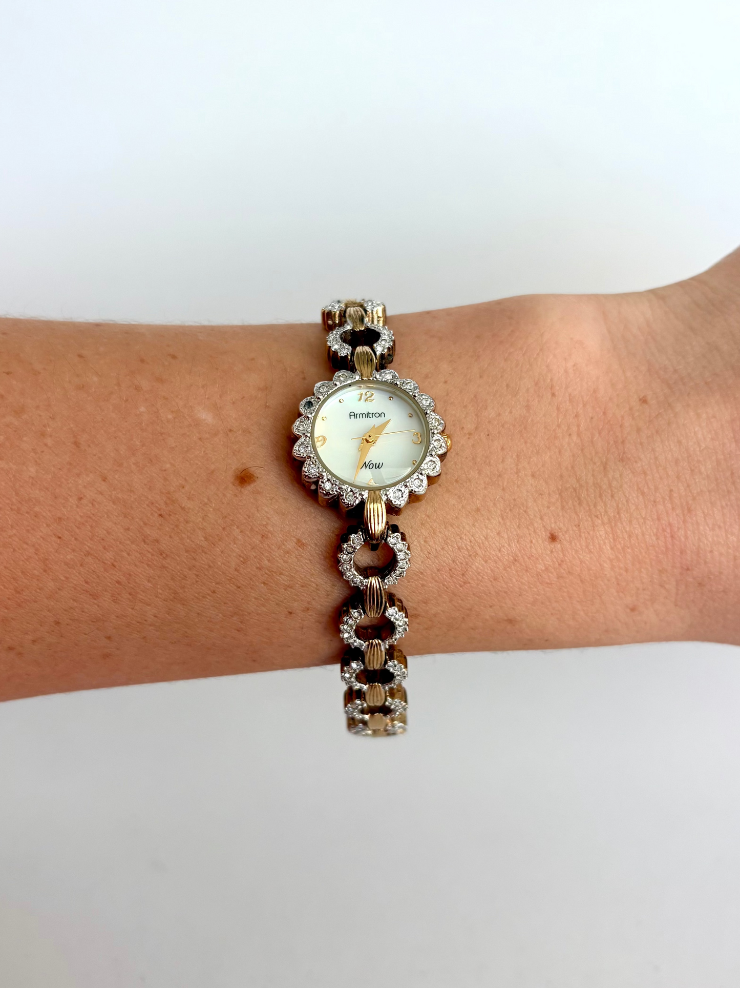 Rare Vintage Gold & Silver Two Toned Womens Watch with Diamond Detail