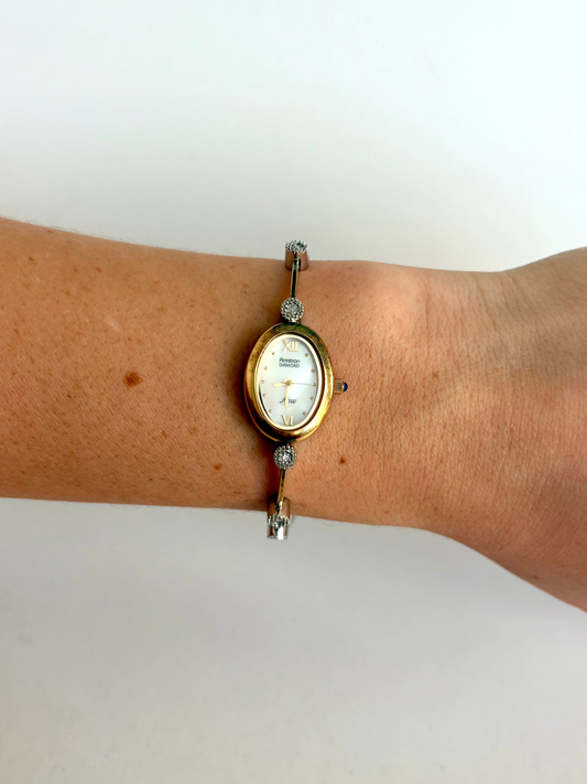 Rare Vintage Silver & Gold Two Toned Dainty Womens Watch