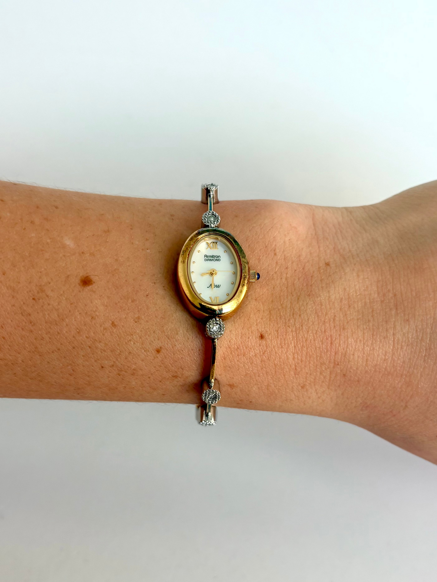 Rare Vintage Silver & Gold Two Toned Dainty Womens Watch