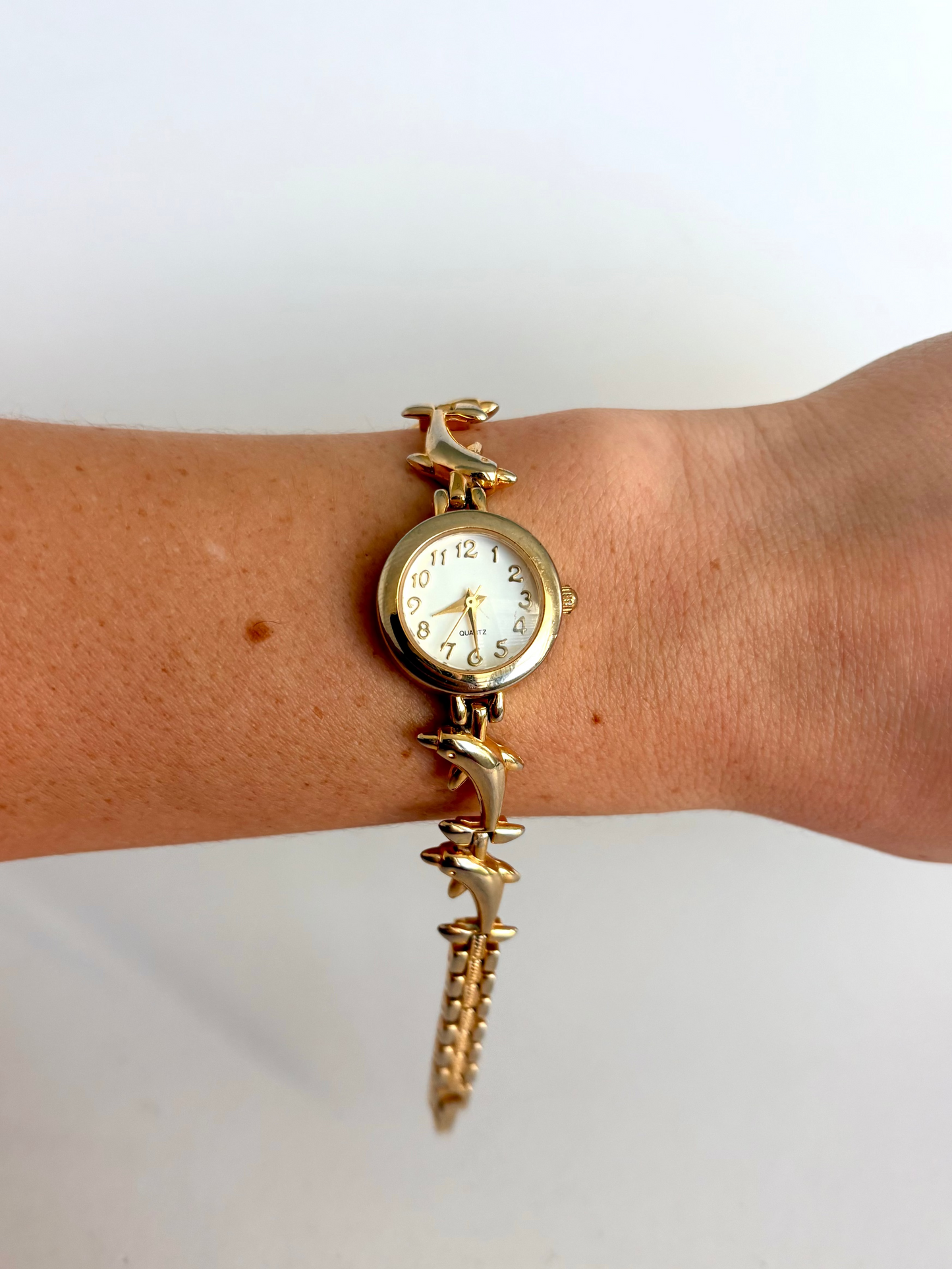 Rare Vintage Gold Dolphin Dainty Womens Watch