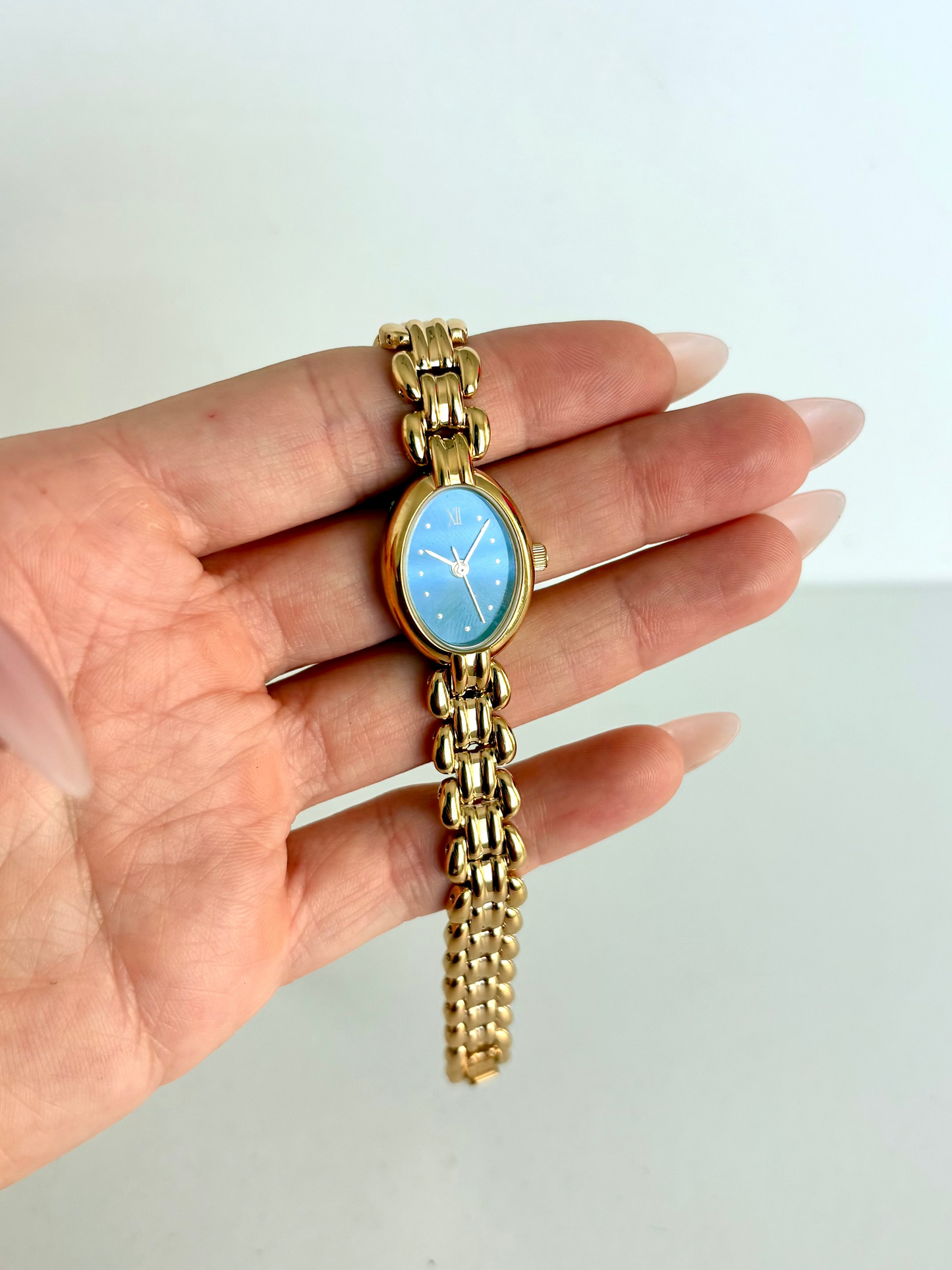 Rare Vintage Gold with Blue Dial Womens Watch