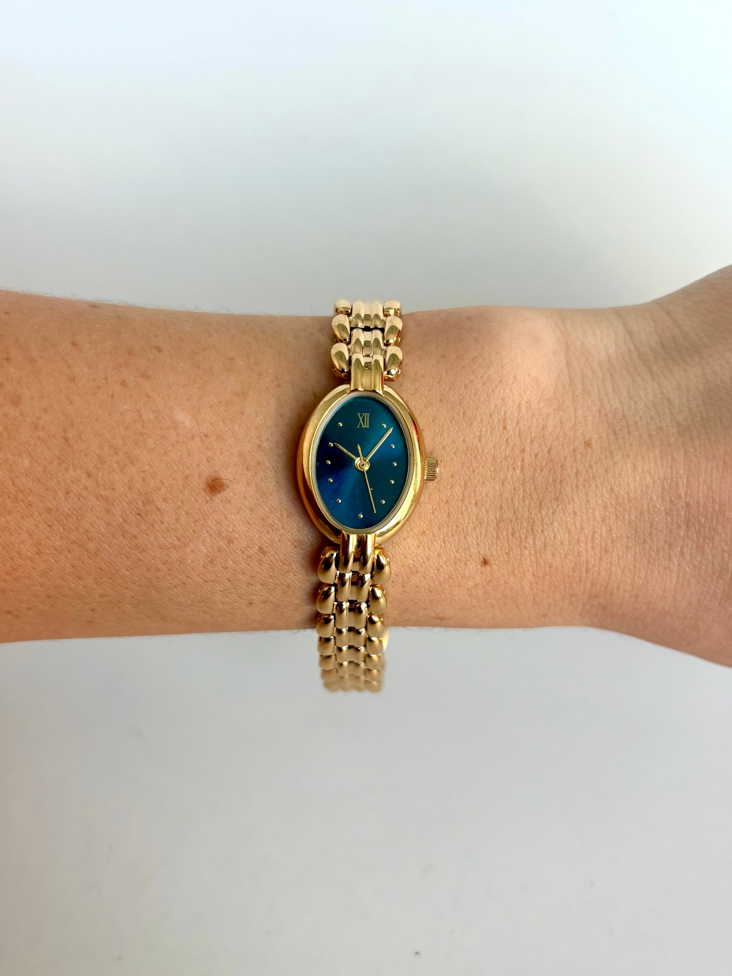 Rare Vintage Gold with Blue Dial Womens Watch