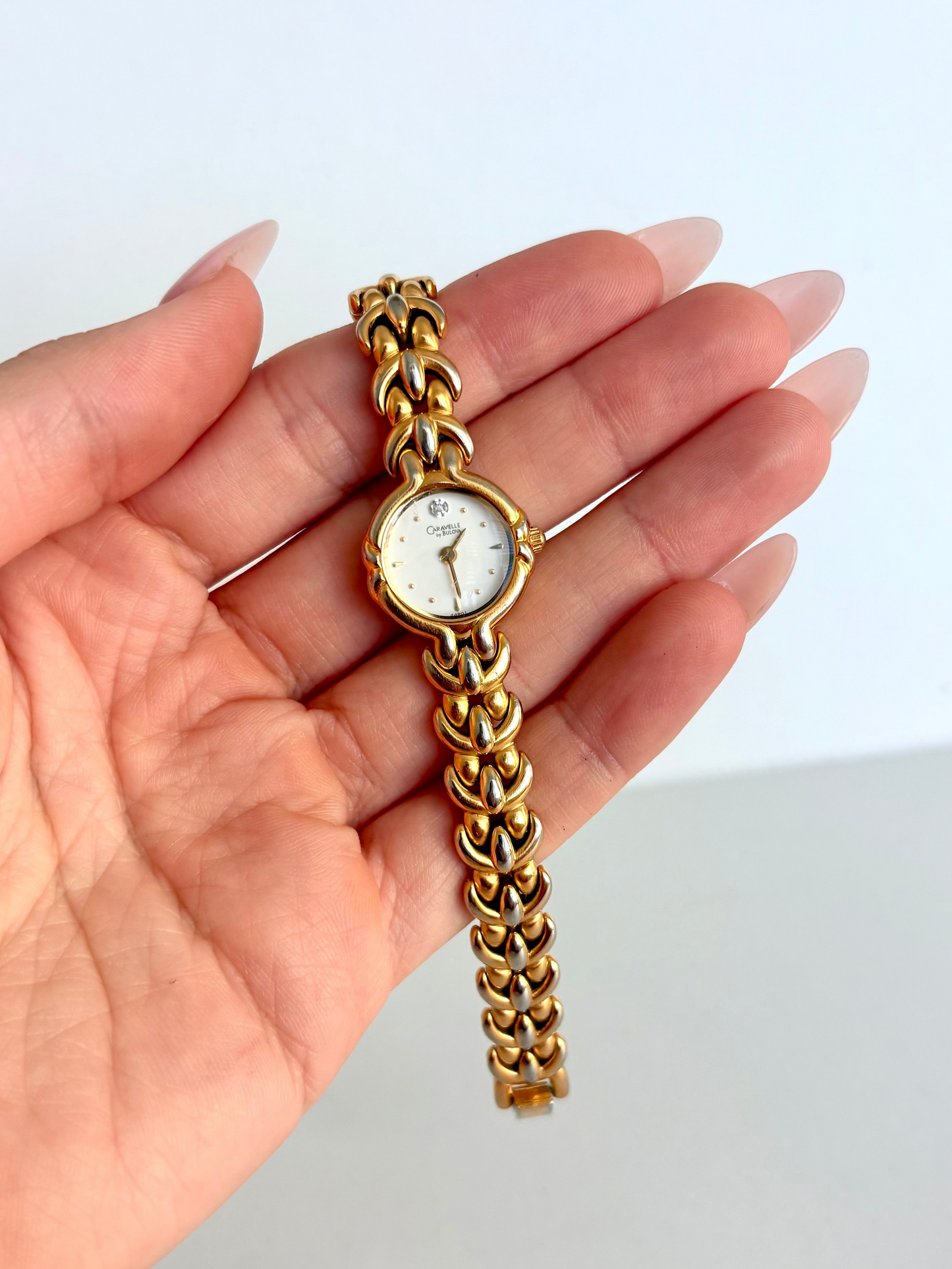 Rare Vintage Bulova Gold with Silver Detail Womens Watch