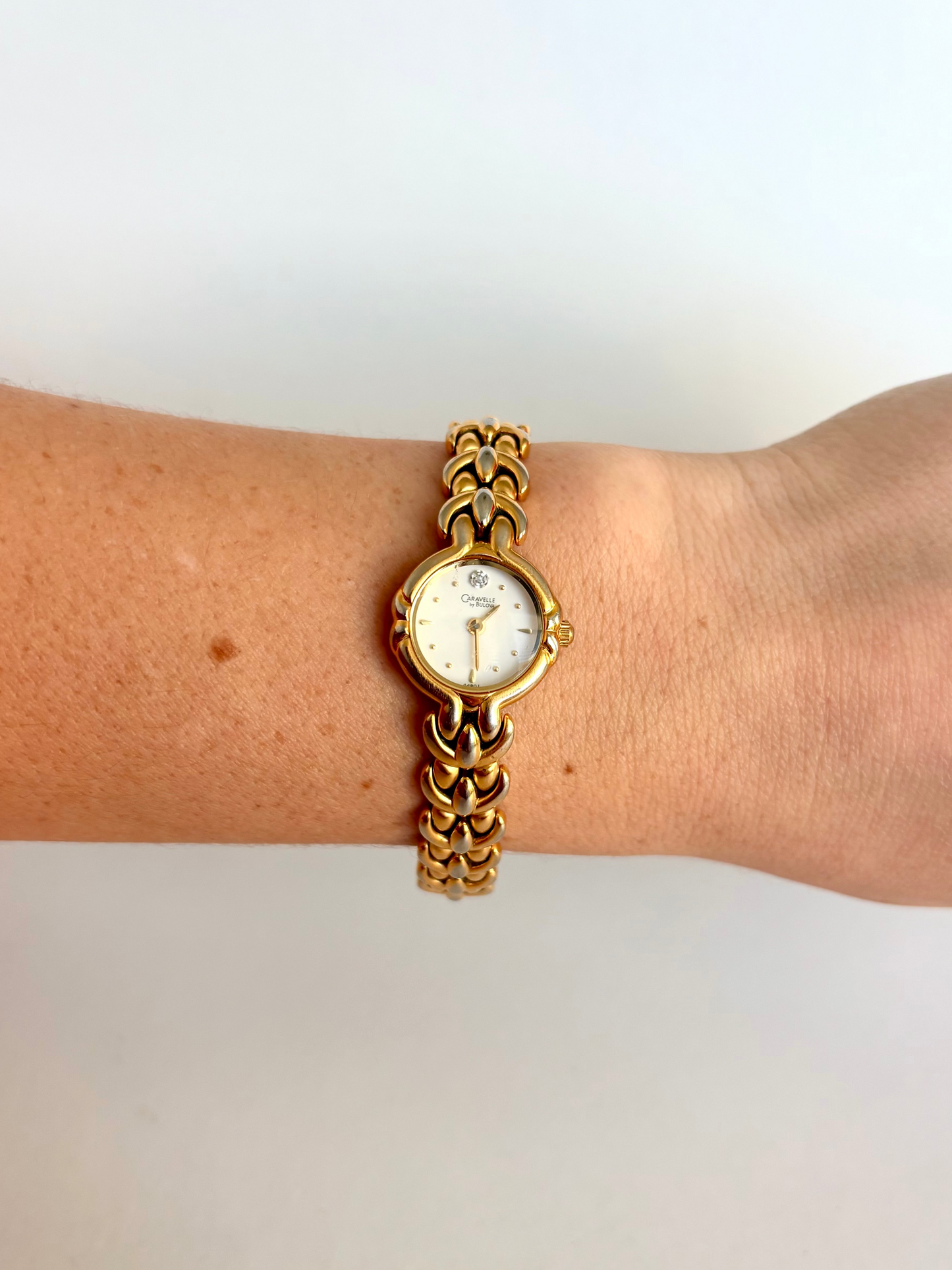 Rare Vintage Bulova Gold with Silver Detail Womens Watch