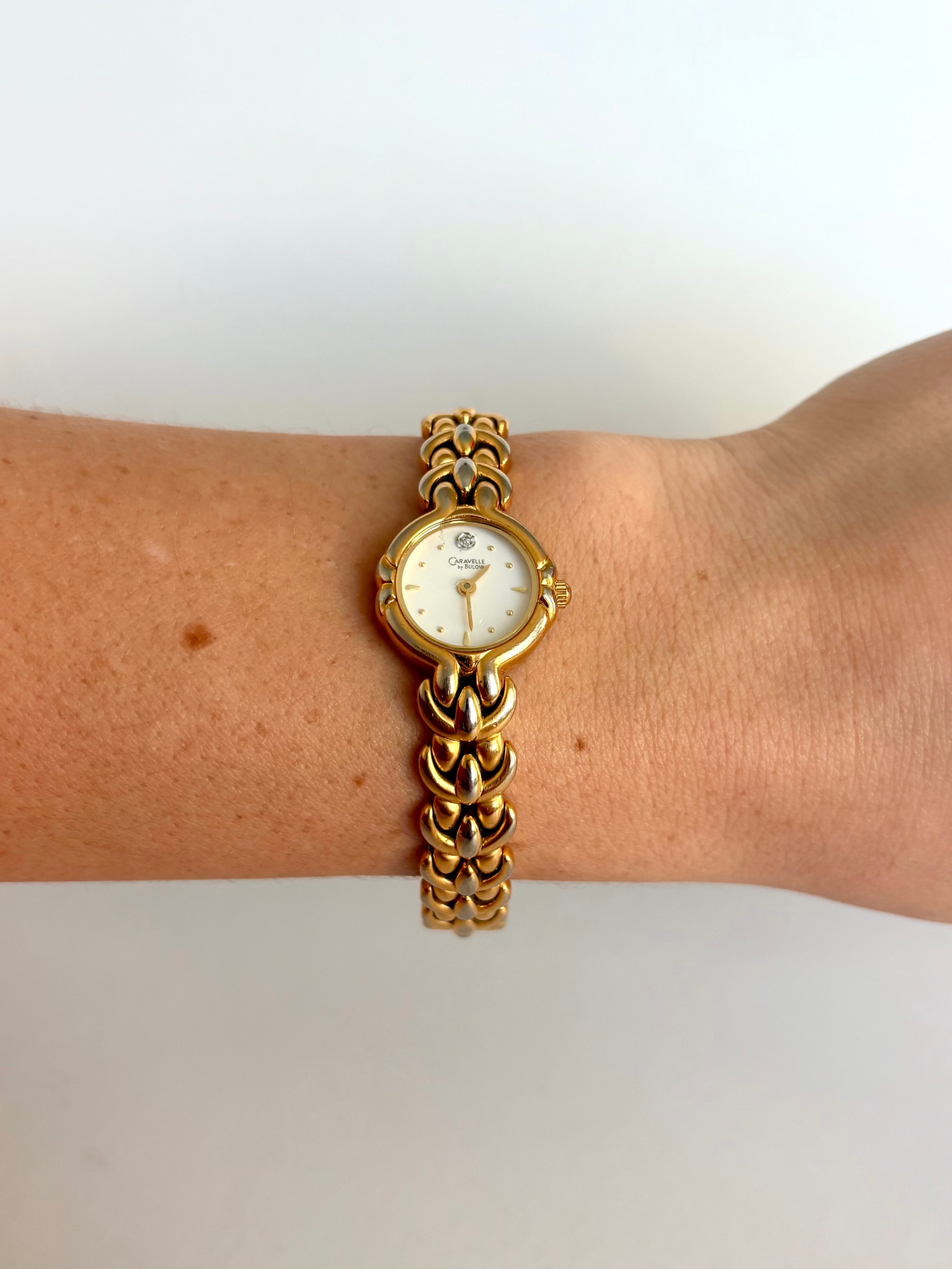 Rare Vintage Bulova Gold with Silver Detail Womens Watch