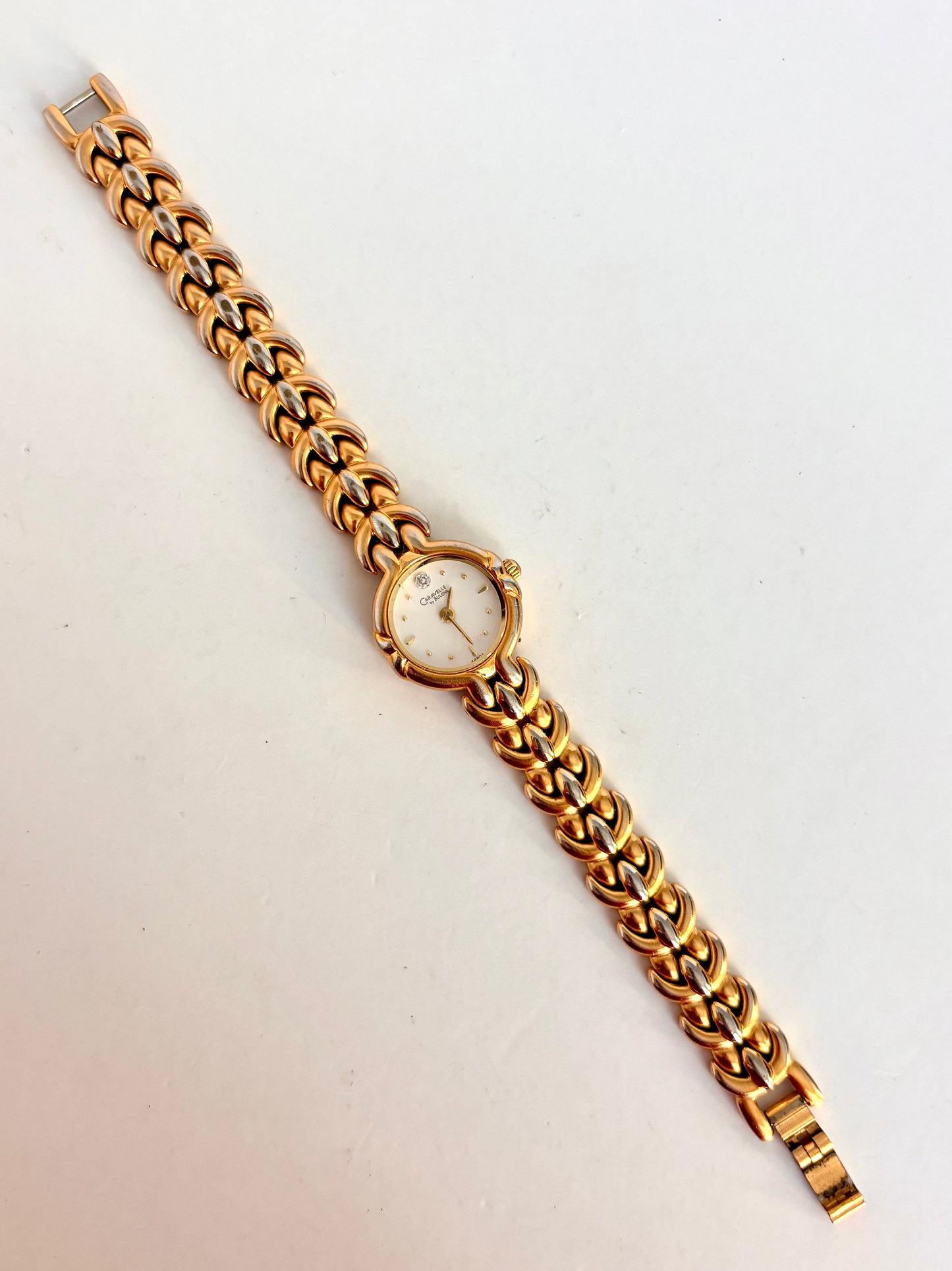 Rare Vintage Bulova Gold with Silver Detail Womens Watch