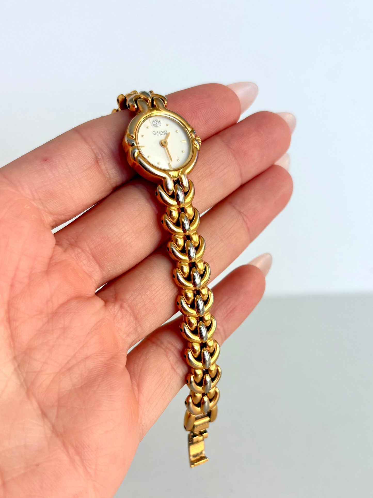 Rare Vintage Bulova Gold with Silver Detail Womens Watch