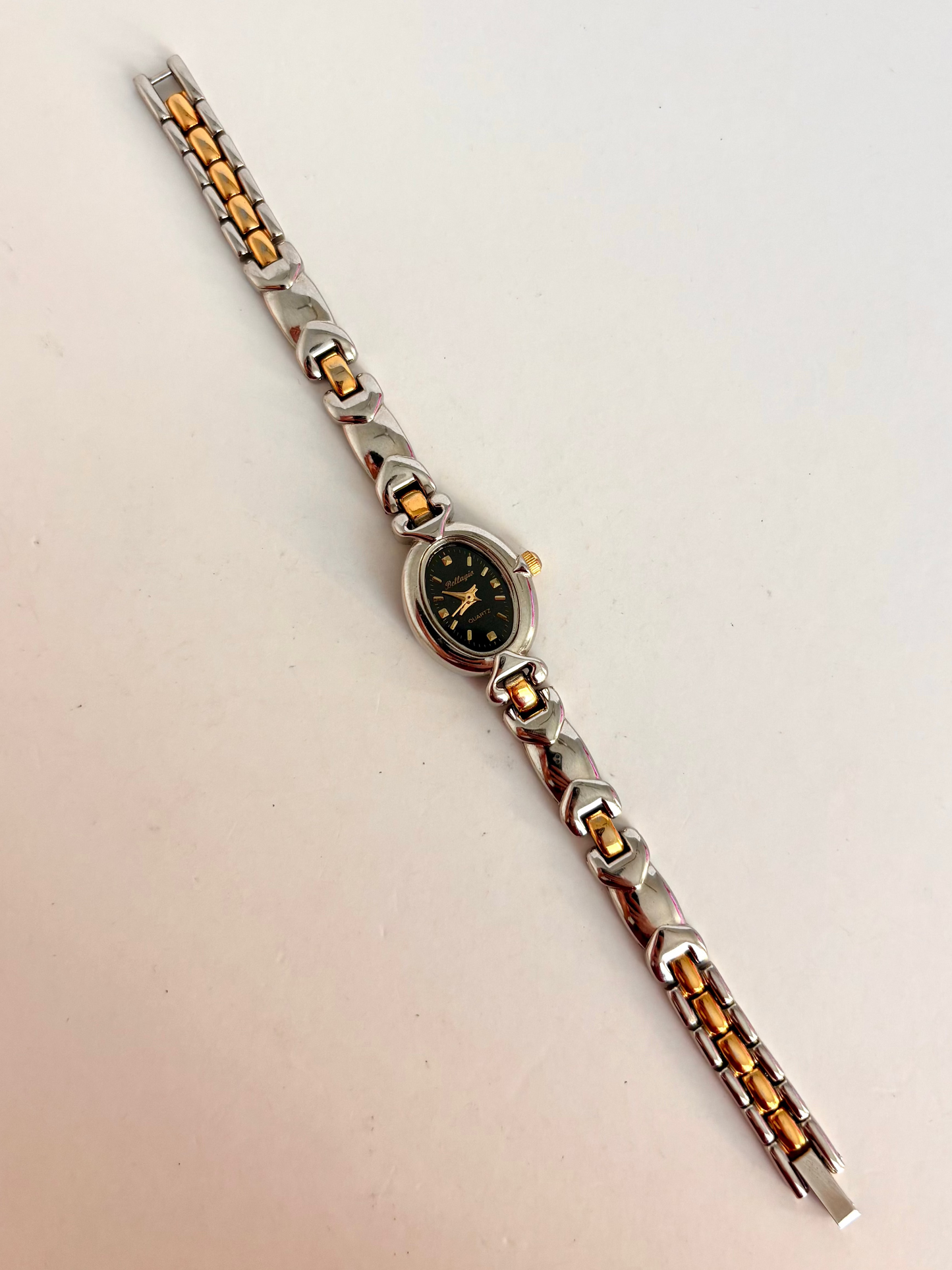 Rare Vintage Silver with Gold Details Dainty Womens Watch Two Toned