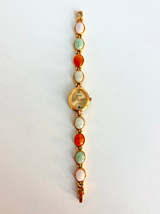 Rare Vintage Gold Summery Colorful Womens Watch