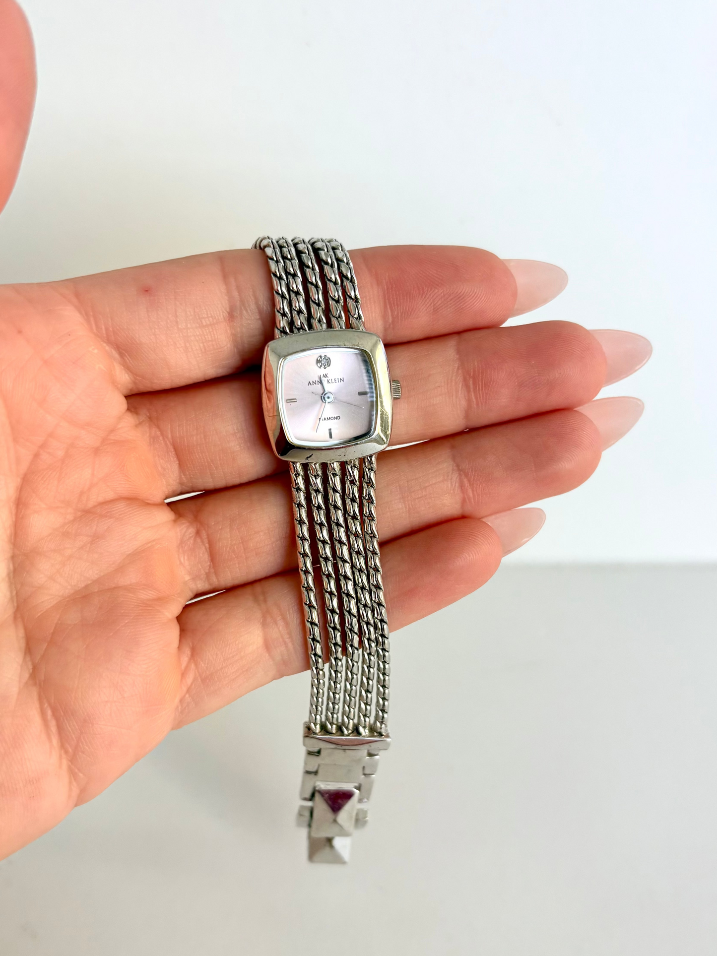 Rare Vintage Unique Silver Watch with Pink Dial