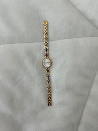 Vintage Colorful Diamond Gold Womens Watch Small Face