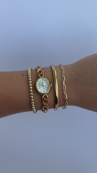 Vintage Colorful Diamond Gold Womens Watch Small Face