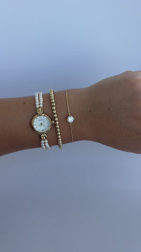 Vintage Gold Plated 2 Pearl Womens Watch Small Face